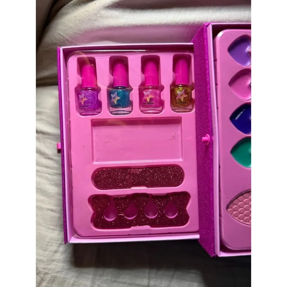 Sparkle Glitter Makeup Vanity Case Jewelry Box with Mirror and Accessories NWT